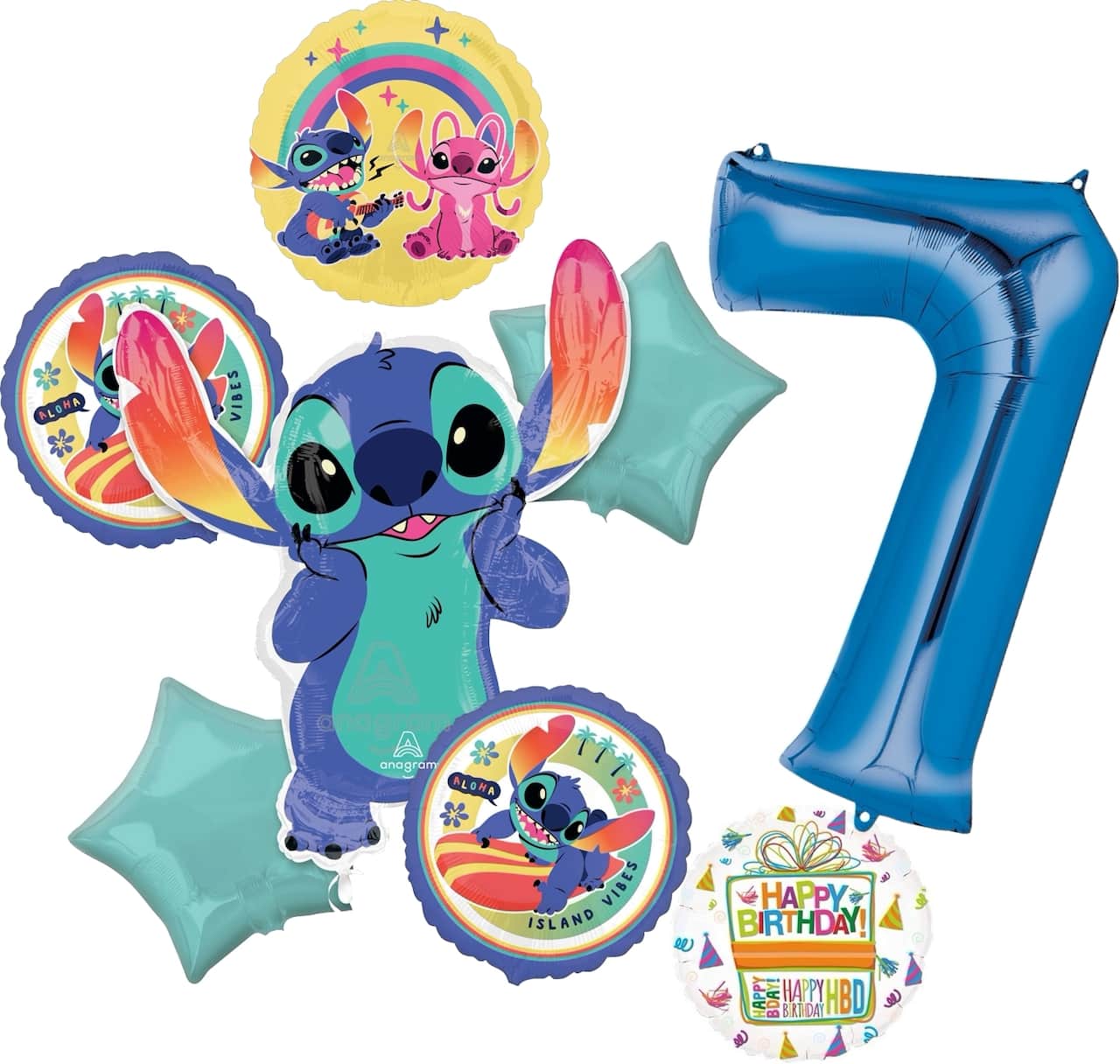 Lilo & Stitch Birthday 8-Piece Foil Balloon Bouquet